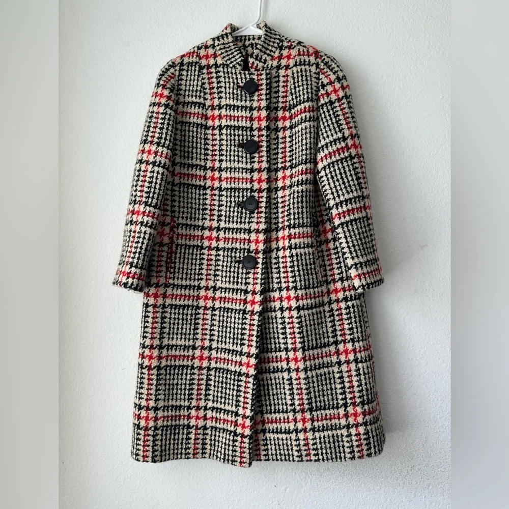 THAT YOUNG LEEDS LOOK Vtg 30’s-60s Houndstooth Wool Jacket Women Coat XS/S Scarf - Picture 4 of 16